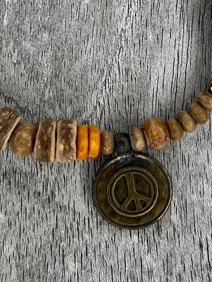 Hippiearmband Portocolom | Holzperlen, orange, braun