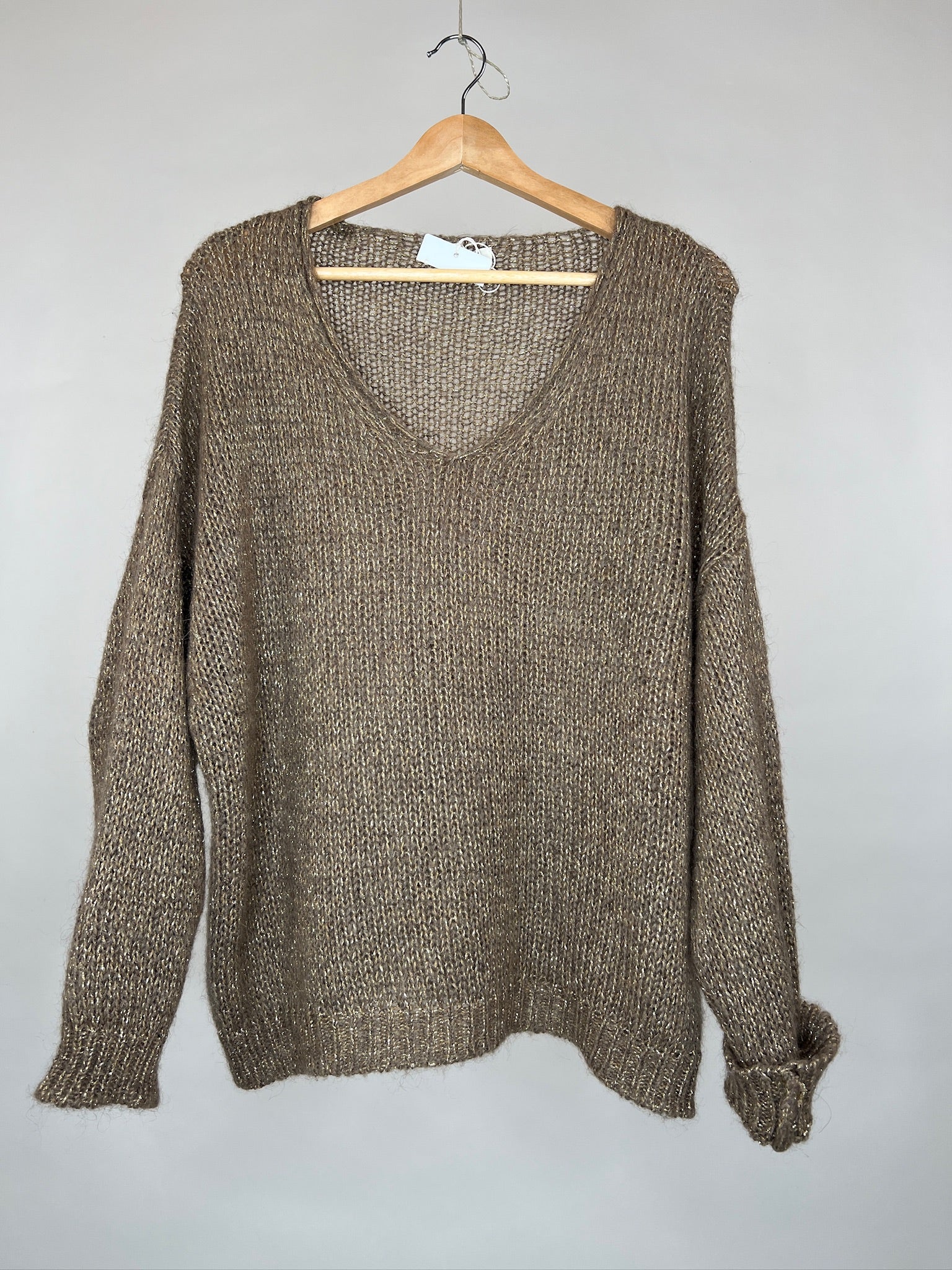 Glitzer Pullover braun