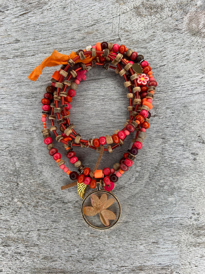 Hippiekette Cala Soana | Holzperlen braun, orange