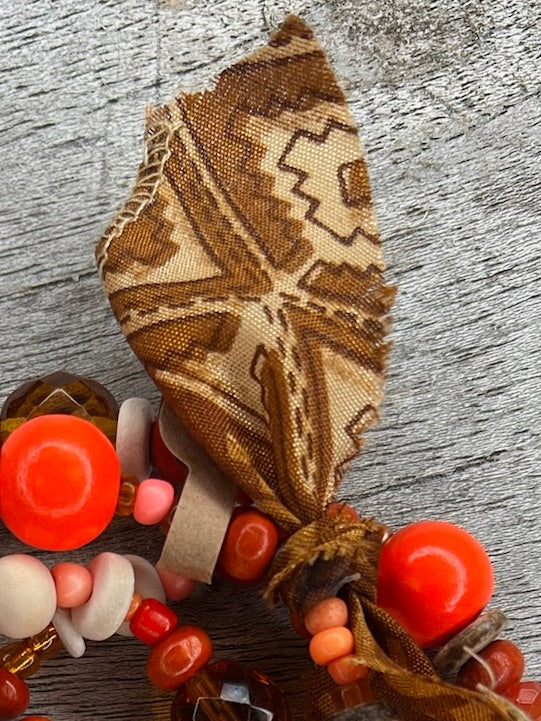 Hippiekette Migjorn | Holzperlen braun, neonorange