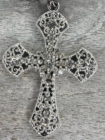 Hippiekette Nerja | Holzperlen, schwarz, grau, blau