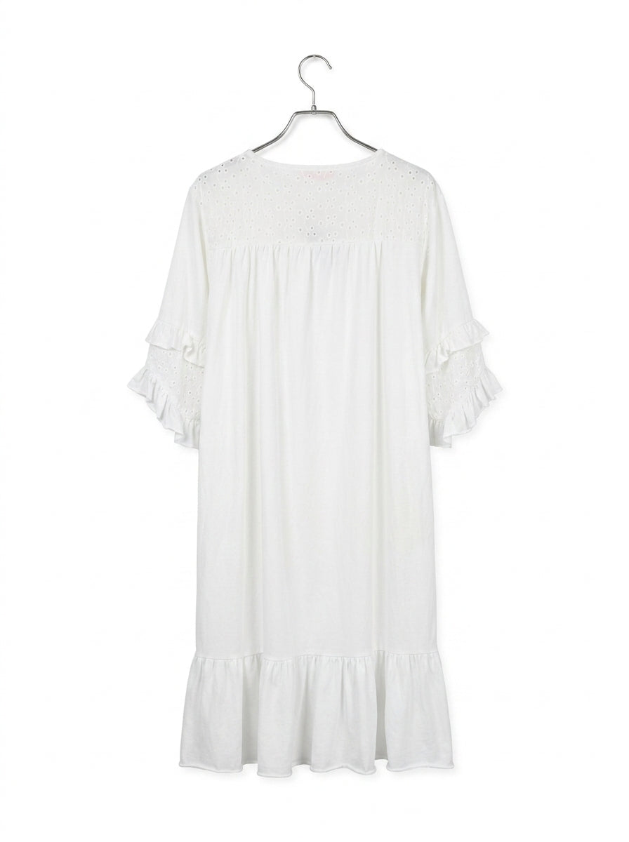 Weißes Kleid | 100% Baumwolle, Beach Print