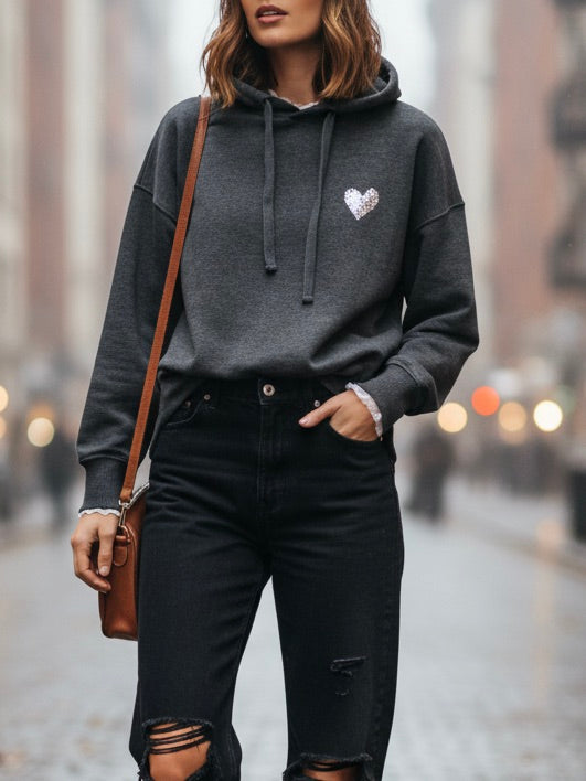 Kapuzen Hoodie Happiness grau