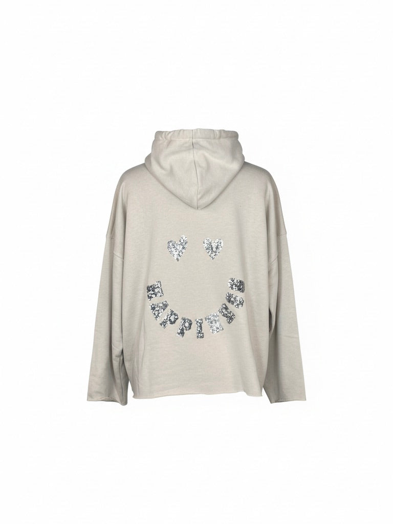 Hoodie Happy | beige, Baumwollmischung