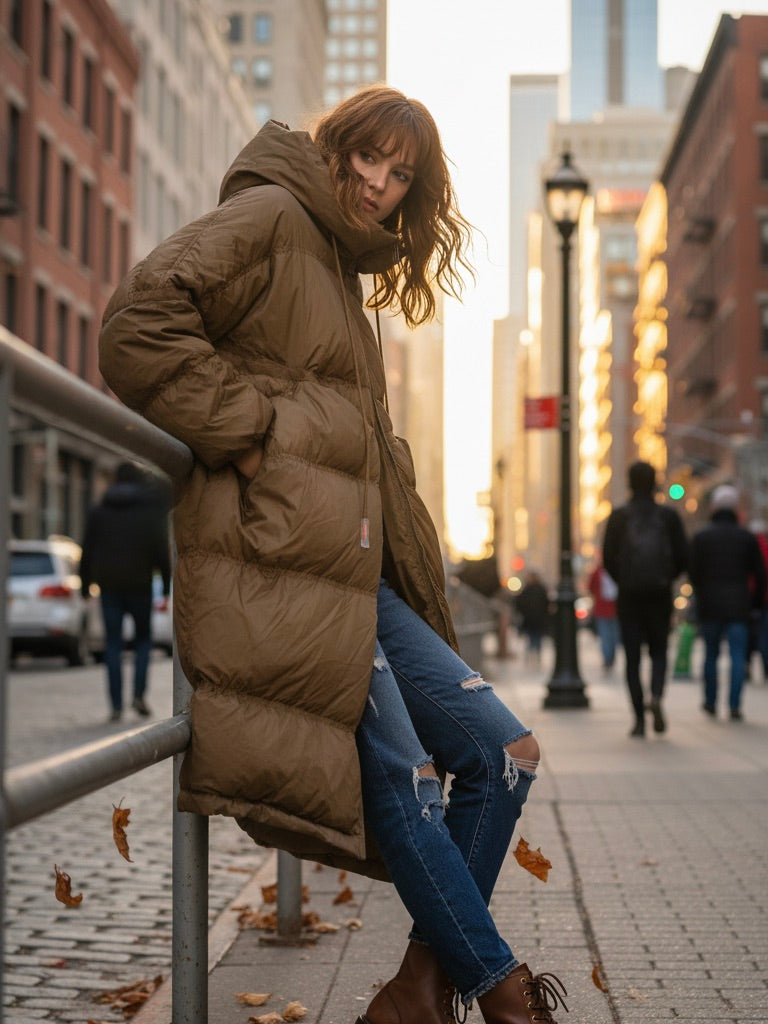 Oversized Mantel braun