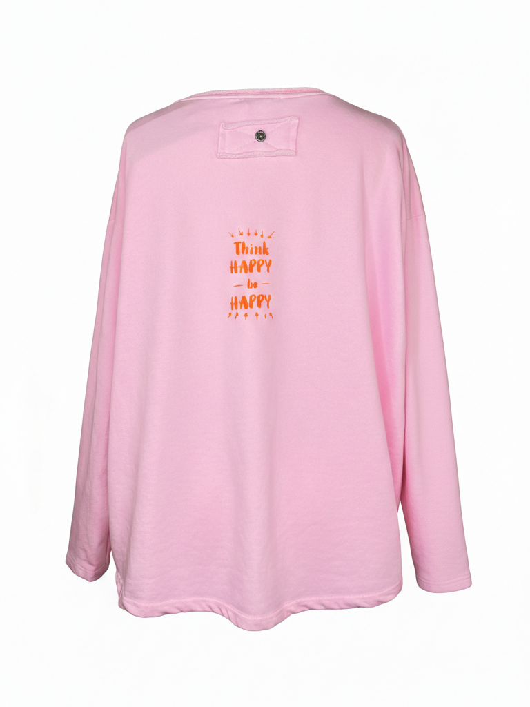 Gerafftes Sweatshirt | rosa, Baumwollmischung