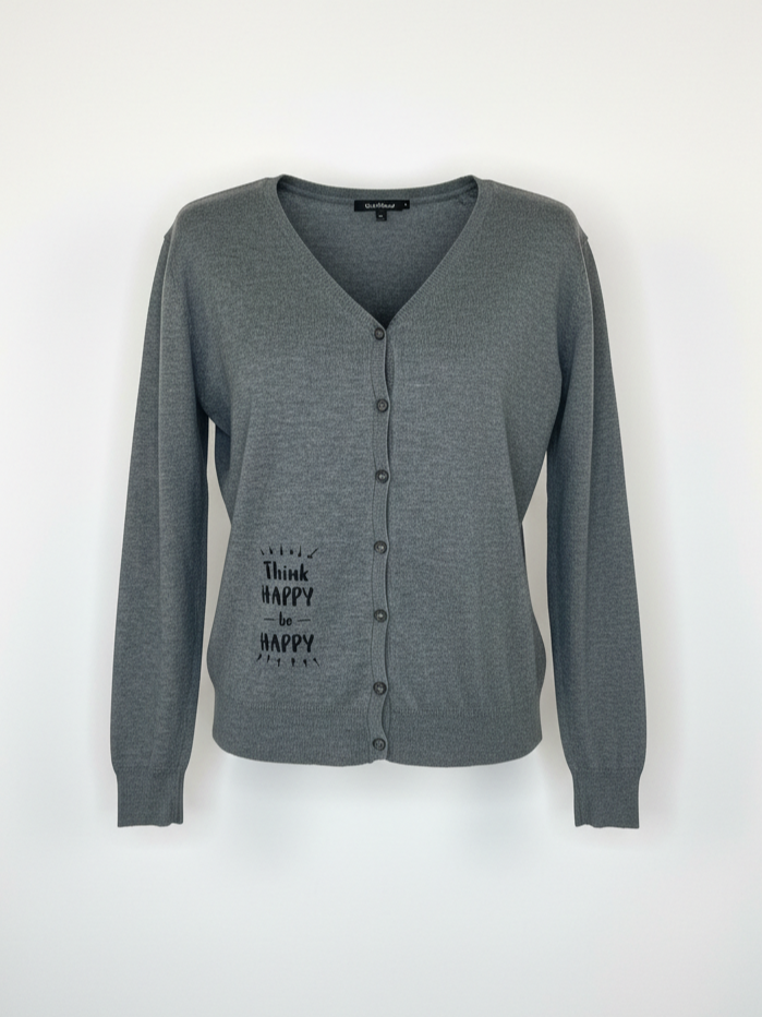 Zierlich geschnittene Strickjacke | dunkelgrau