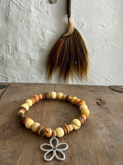 Hippiearmband Cala Mesquida |Holzperlen natur, braun
