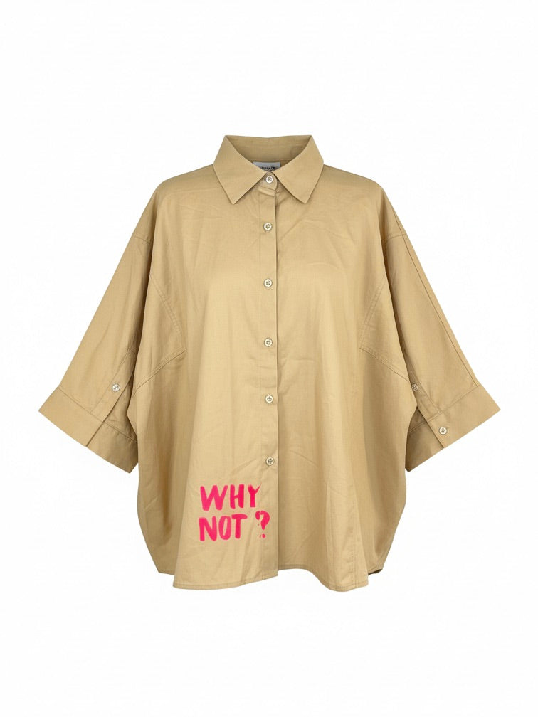 Oversized Bluse Neon Prints | creme, 100% Baumwolle