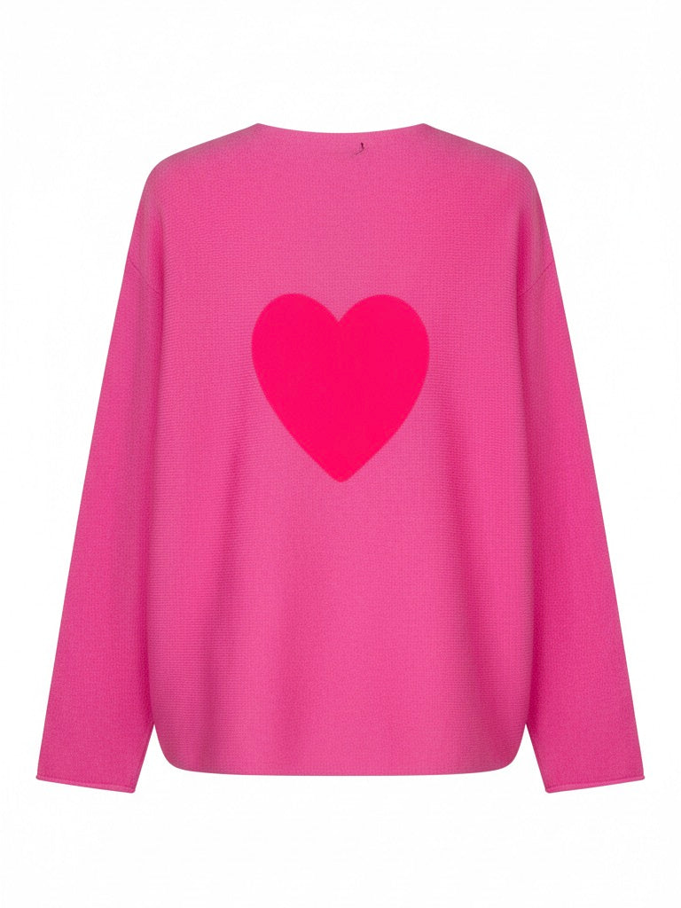 Pinker Pullover | Herz Print auf dem Rücken