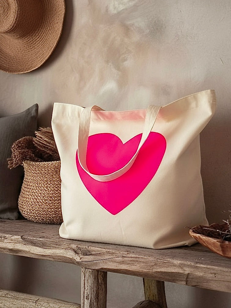 Herz Tasche | creme, 100% Baumwolle