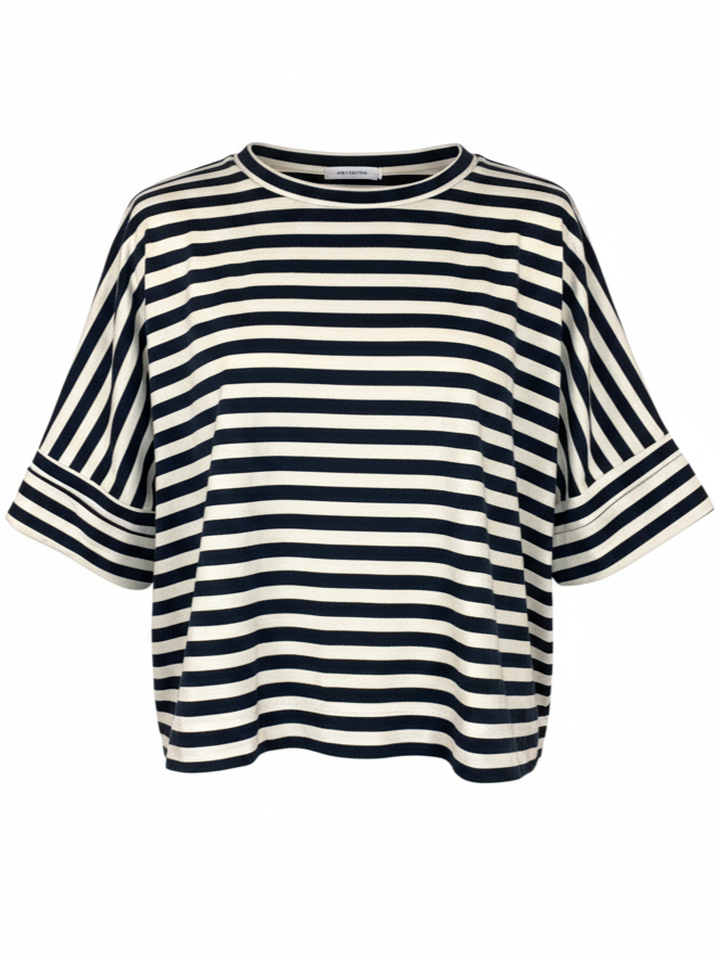 Gestreiftes Oversized Shirt | black & white, 100% Baumwolle