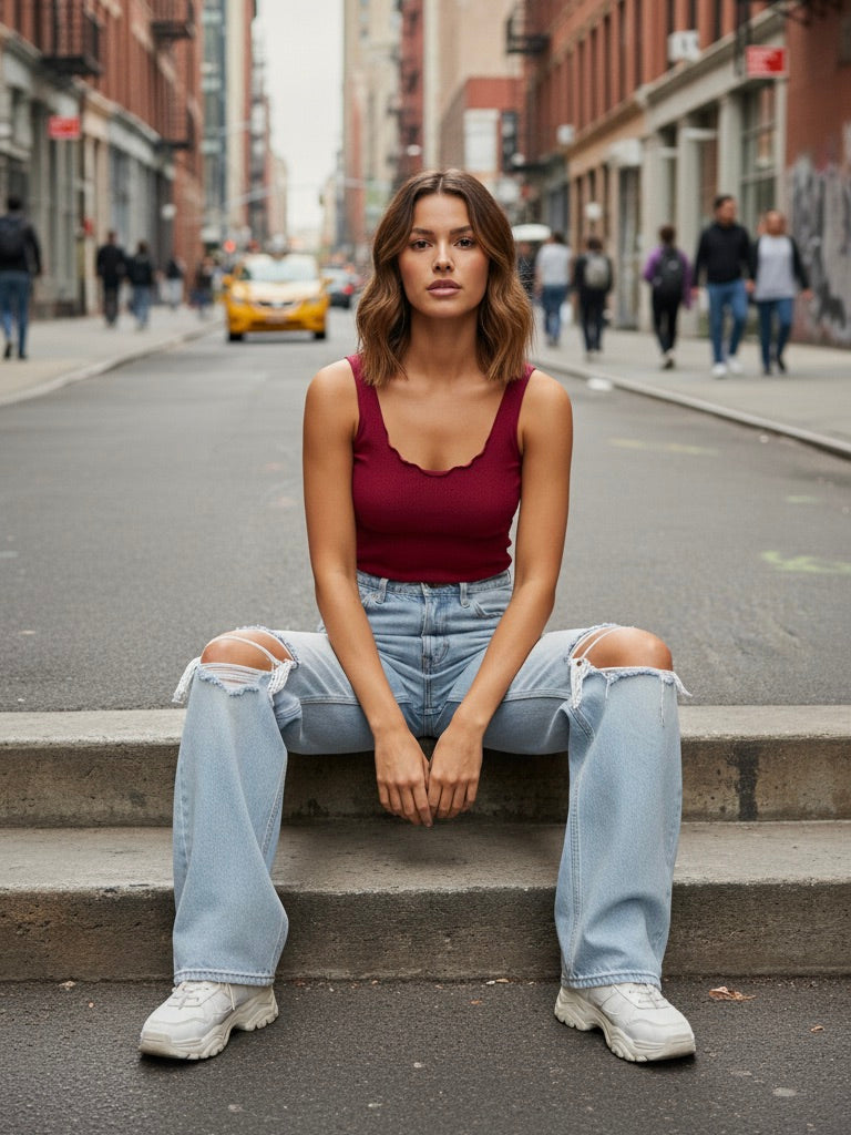 Basic Ripp Top beere