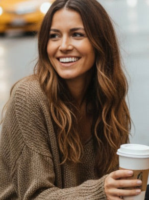 Glitzer Pullover braun