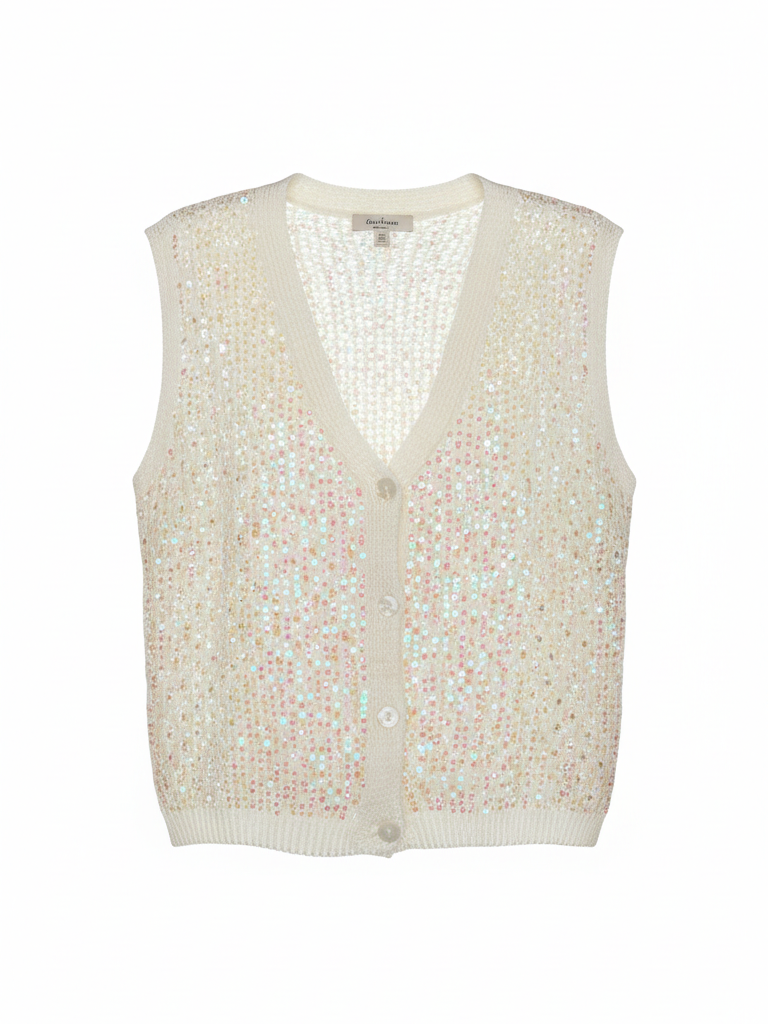 Glitzer Strickweste | offwhite, Pailletten