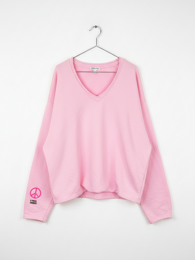 Gerafftes Sweatshirt | rosa, Baumwollmischung