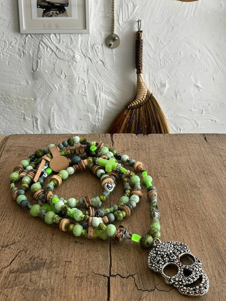 Hippiekette Cala En Baster | Holzperlen natur, grün