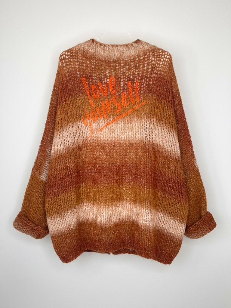 Oversized Strickjacke stripes braun