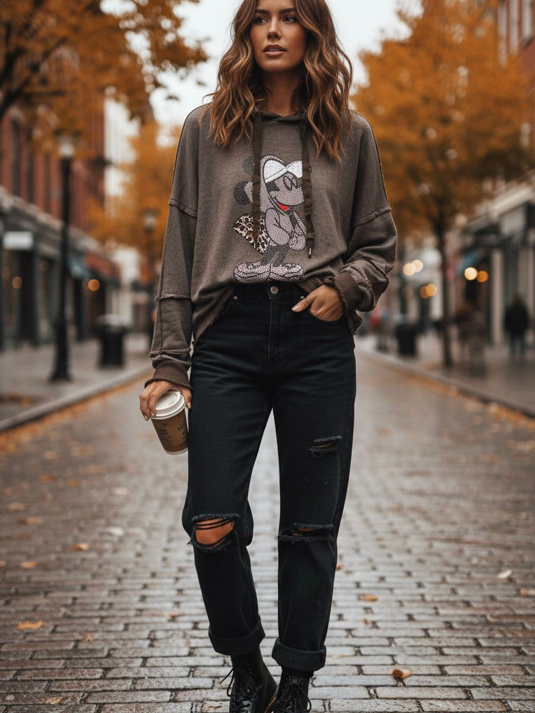 Micky Maus Glitzer braun