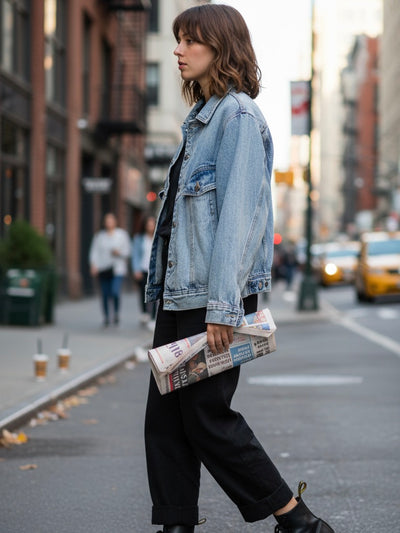 Jeansjacke Oversized | blau, 100% Baumwolle