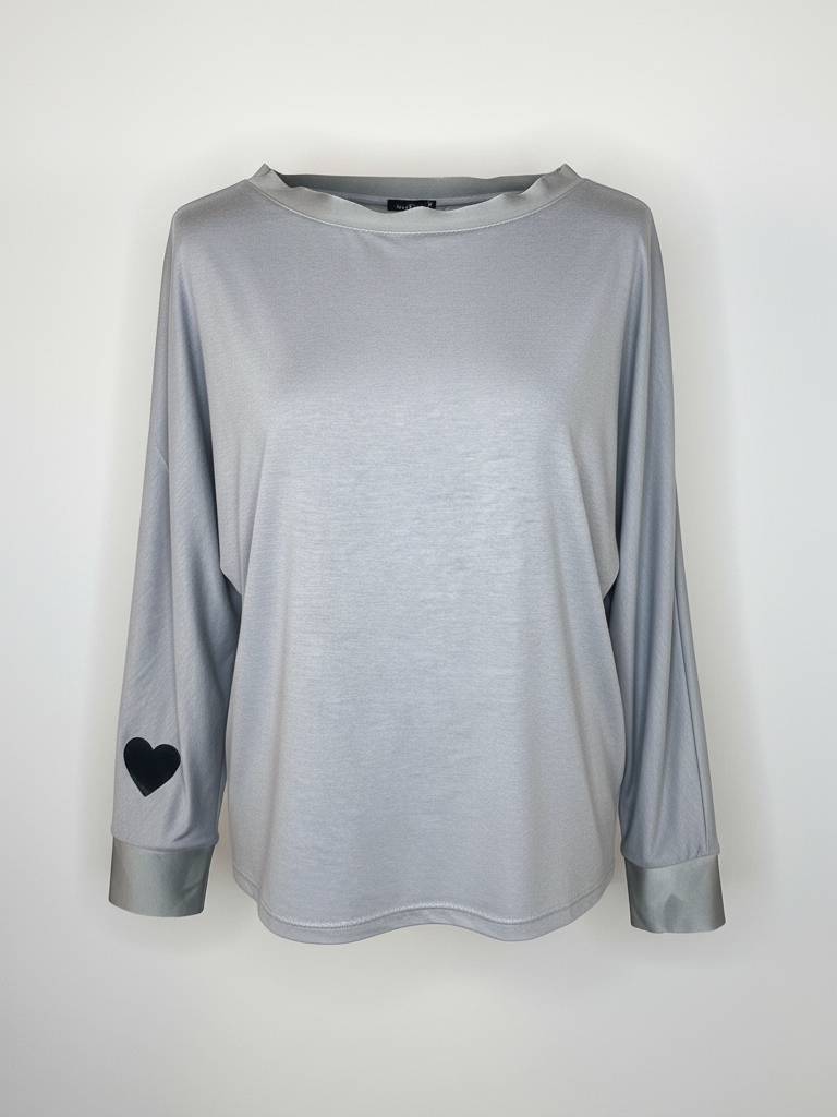 Dünnes Sweatshirt | grau, Herz Print