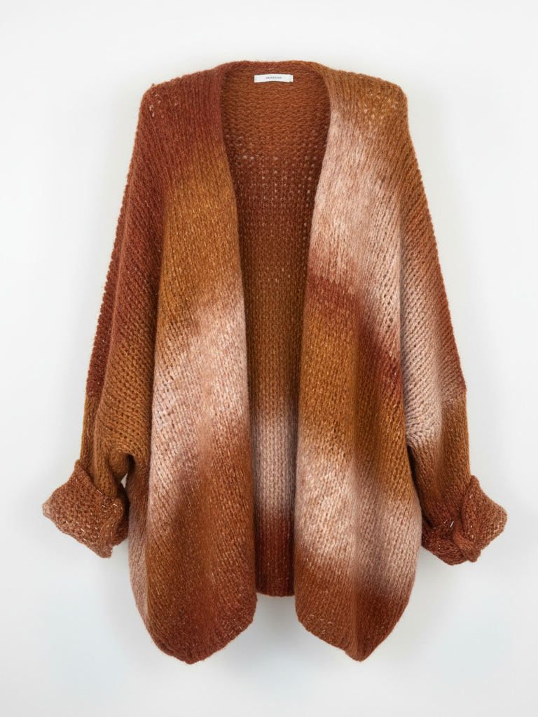 Oversized Strickjacke stripes braun