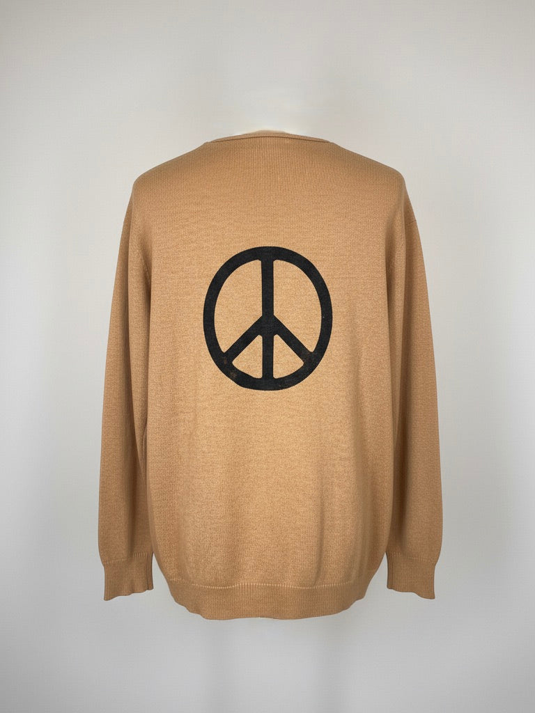 Pullover peace | braun, Peace Print, 100% Baumwolle