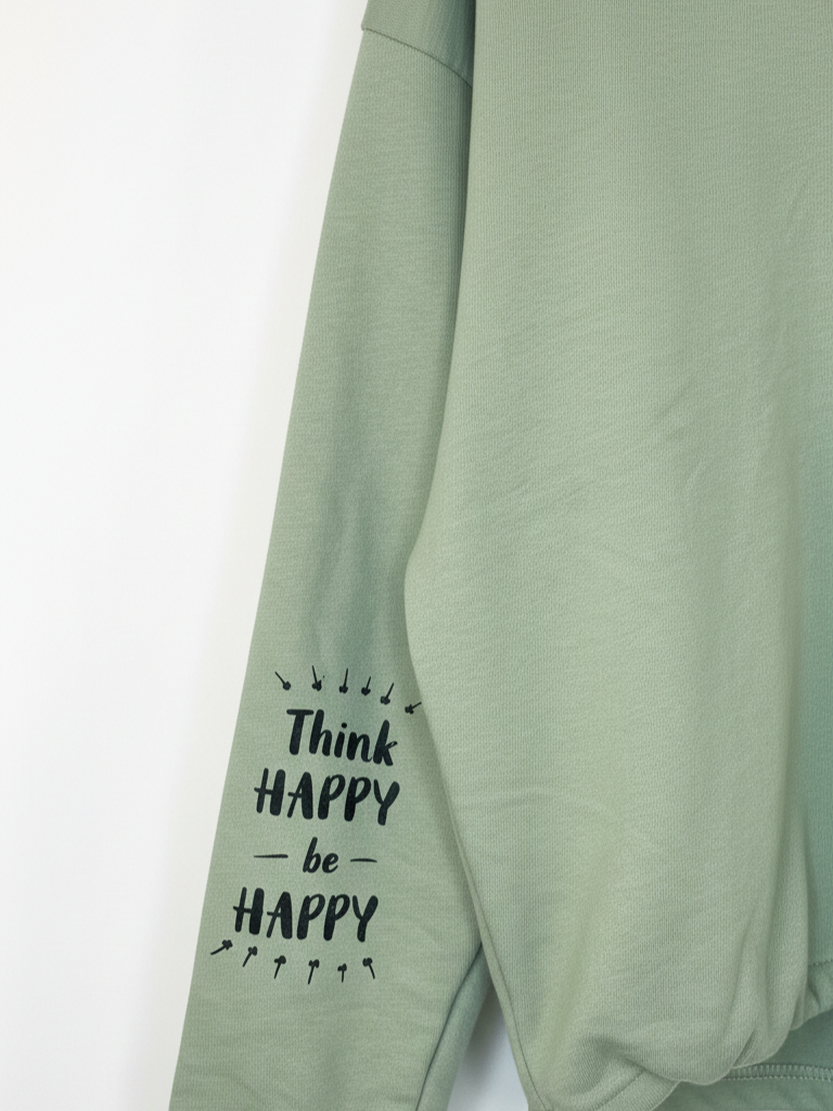 Gerafftes Sweatshirt | khaki, Baumwollmischung
