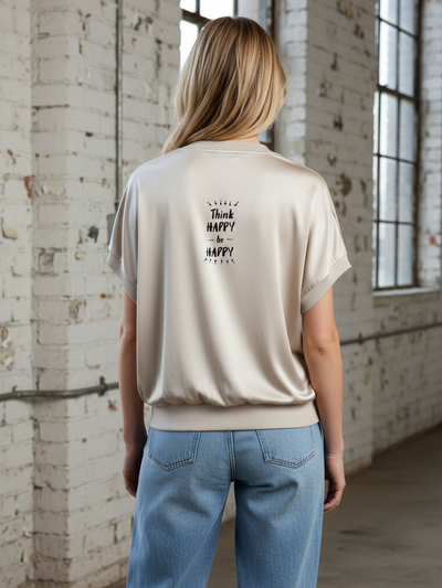 Blusenshirt mit Gummibund | beige, Viskosemischung