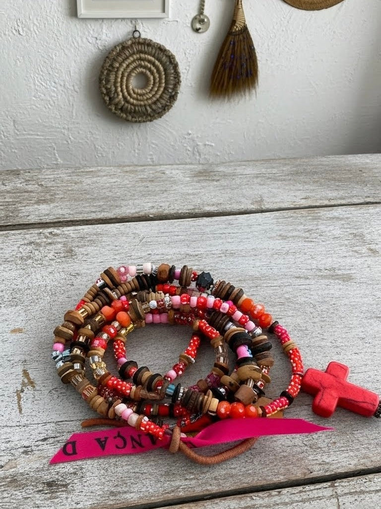 Hippiekette Buerto Banos | Holzperlen braun, rot