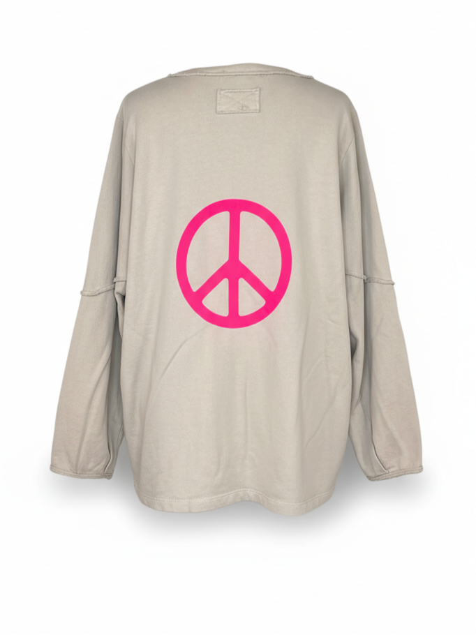 Sweatshirt Peace Print | beige, 100% Baumwolle