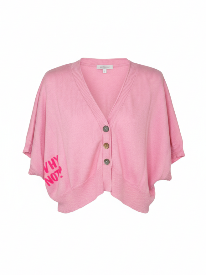 Kurze Strickjacke | babyrosa, Knopfleiste